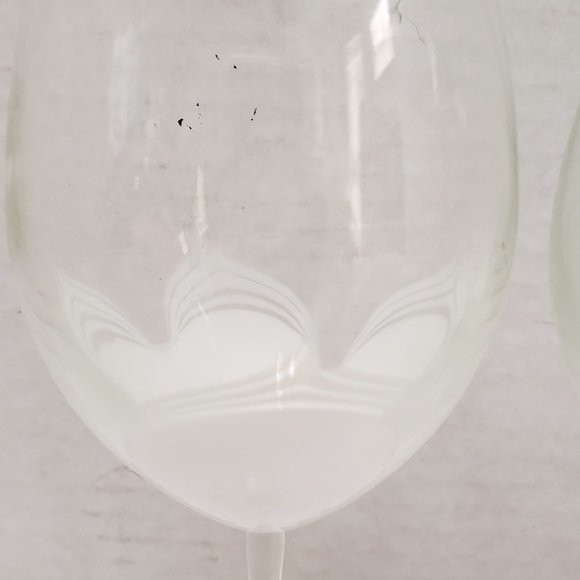 Tall Randy Strong Signed Artist Glass Wine Goblet White pull Clear Wave 80's 85 - Picture 13 of 16